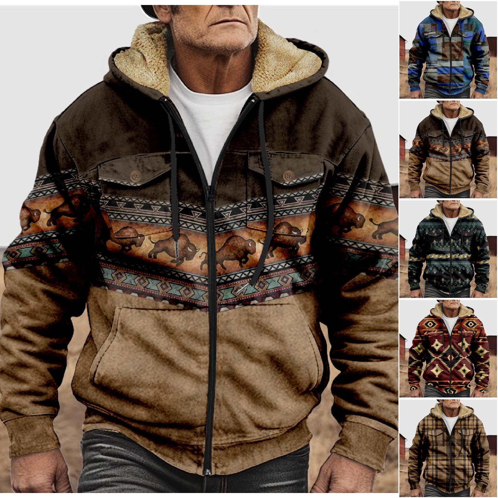 Wahaha123 Heren Winter Rits Capuchon Fleece Sweatshirt Met Opgestikte Zak Casual Jack S