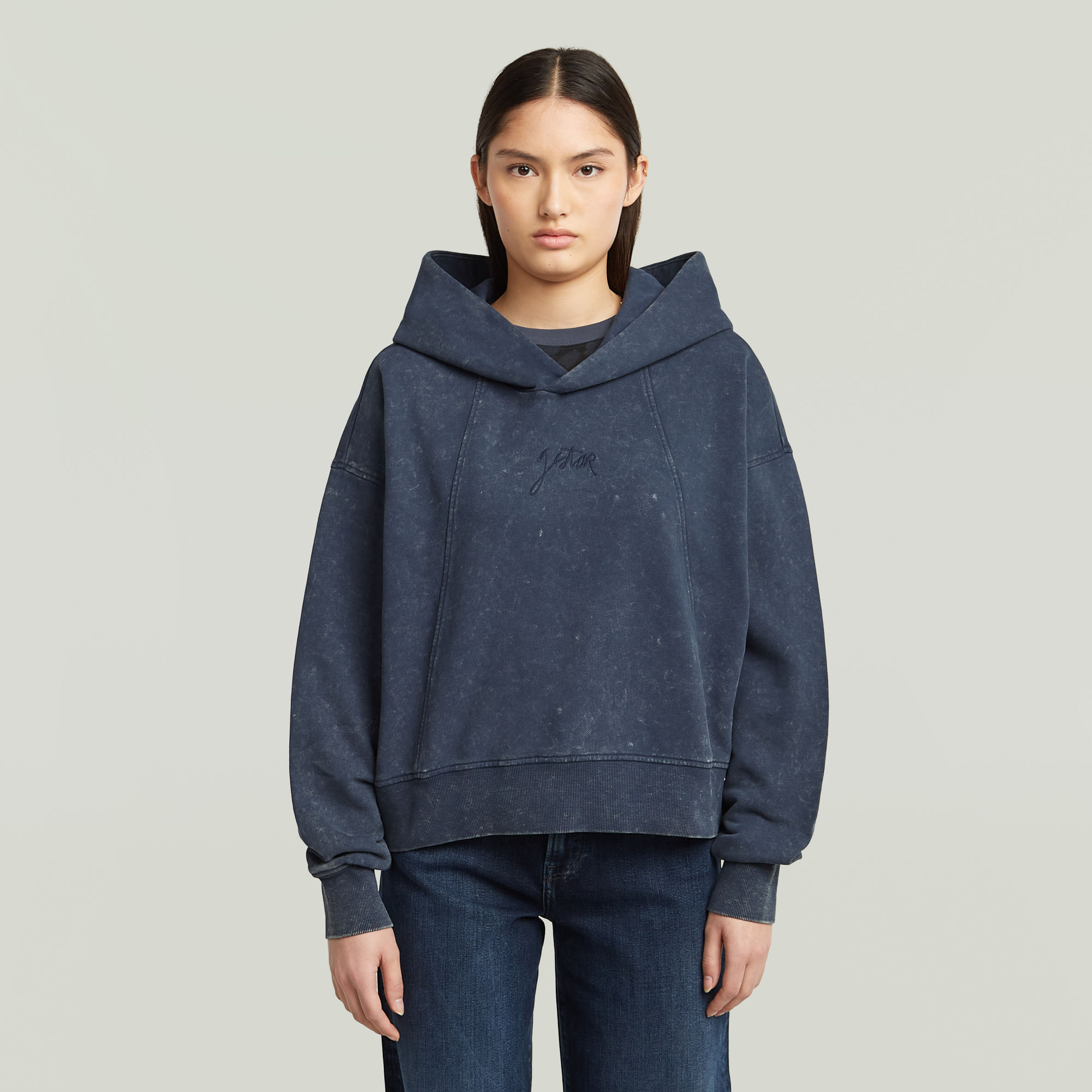 G-Star RAW Washed A-Line Script Hoodie - Donkerblauw - Dames