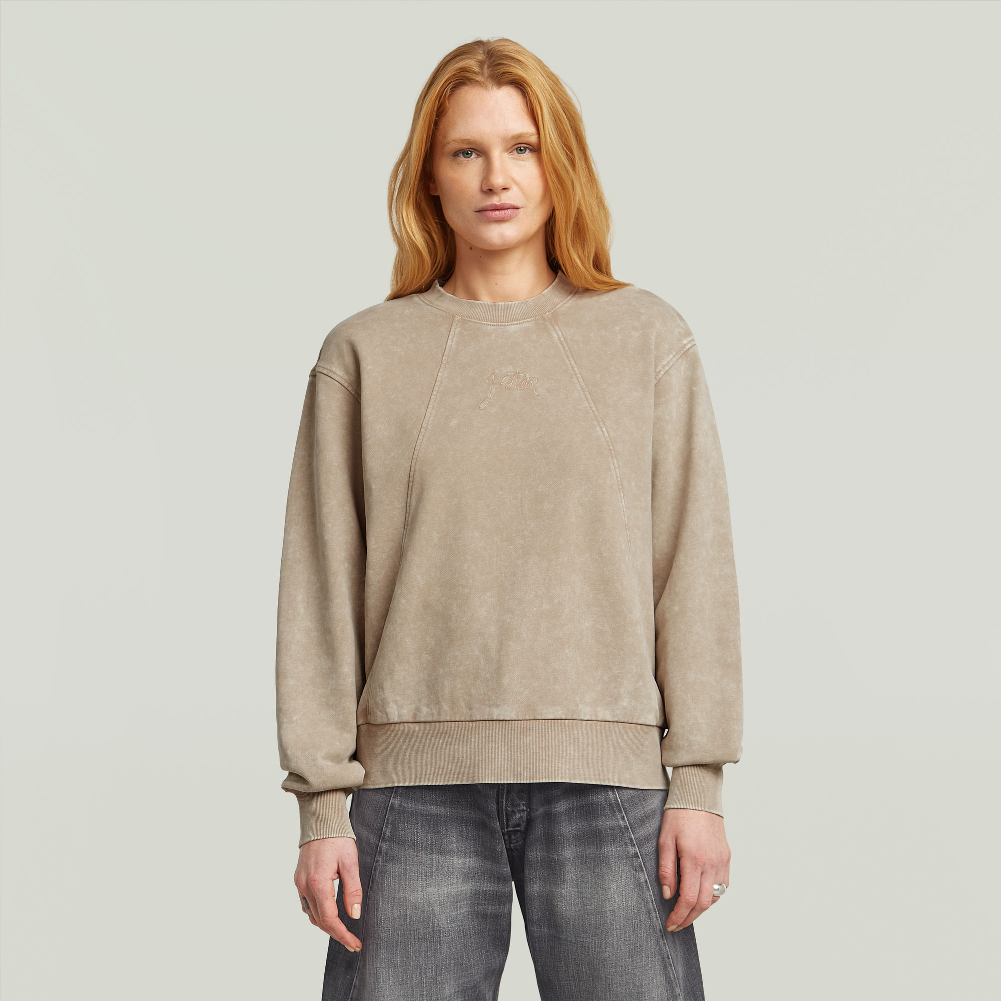 G-Star RAW Washed A Line Script Sweater - Beige - Dames