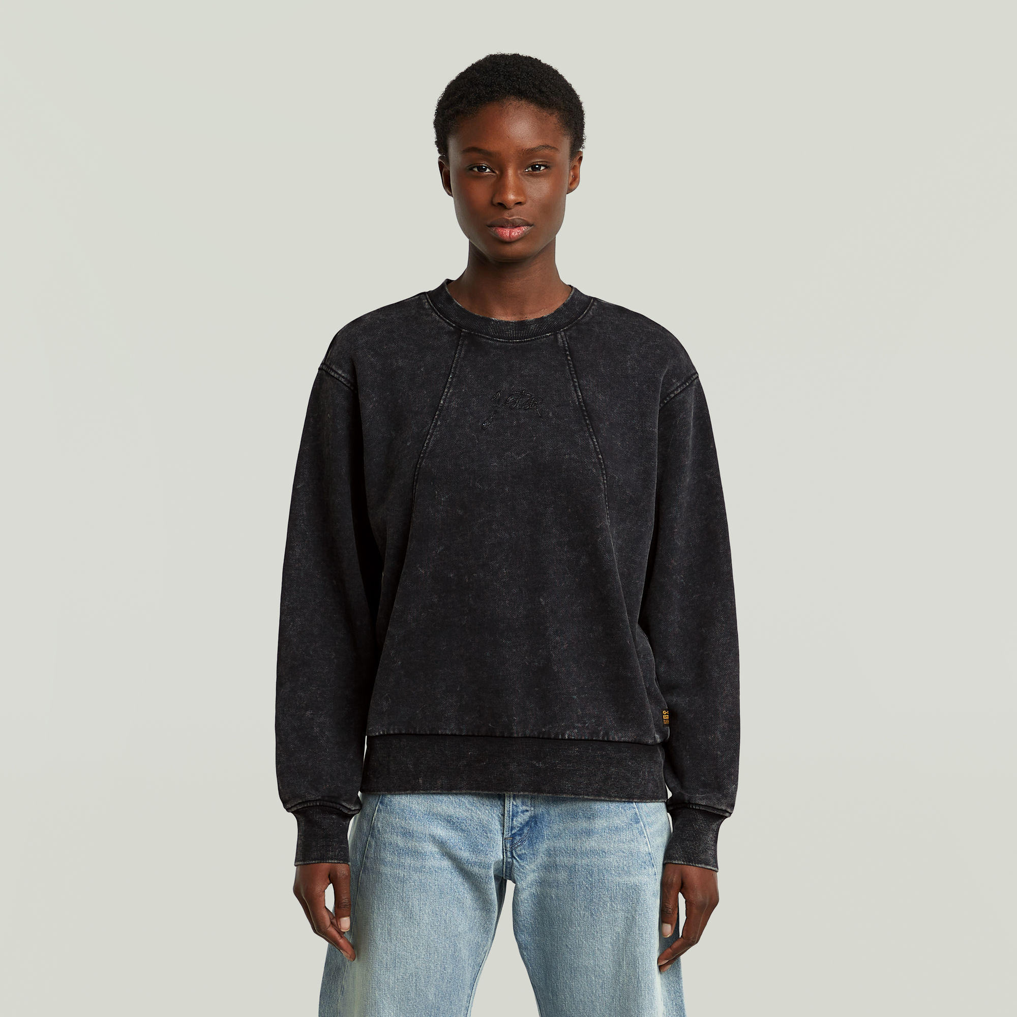 G-Star RAW Washed A Line Script Sweater - Zwart - Dames