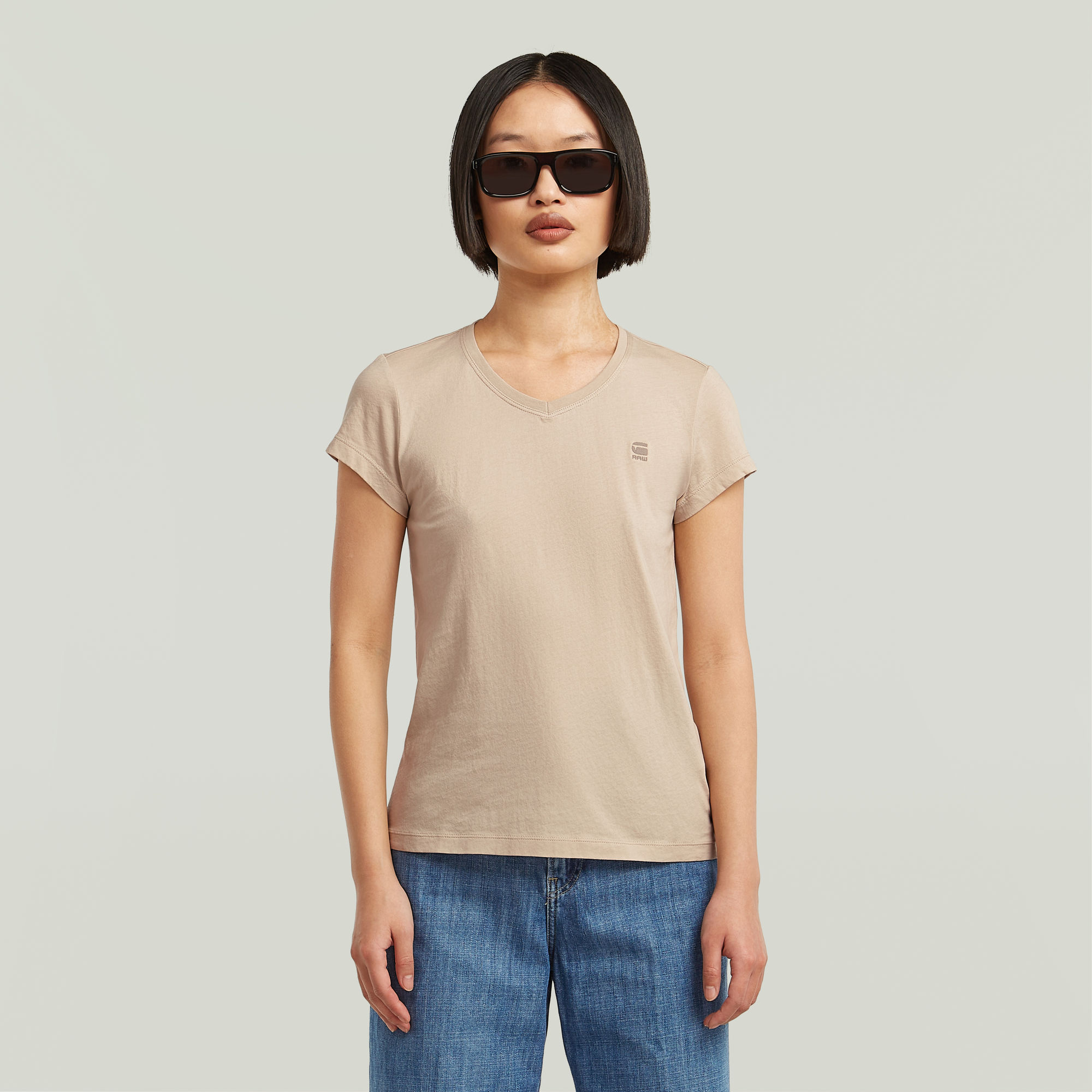 G-Star RAW Eyben Slim 2.0 V-Hals Top - Beige - Dames