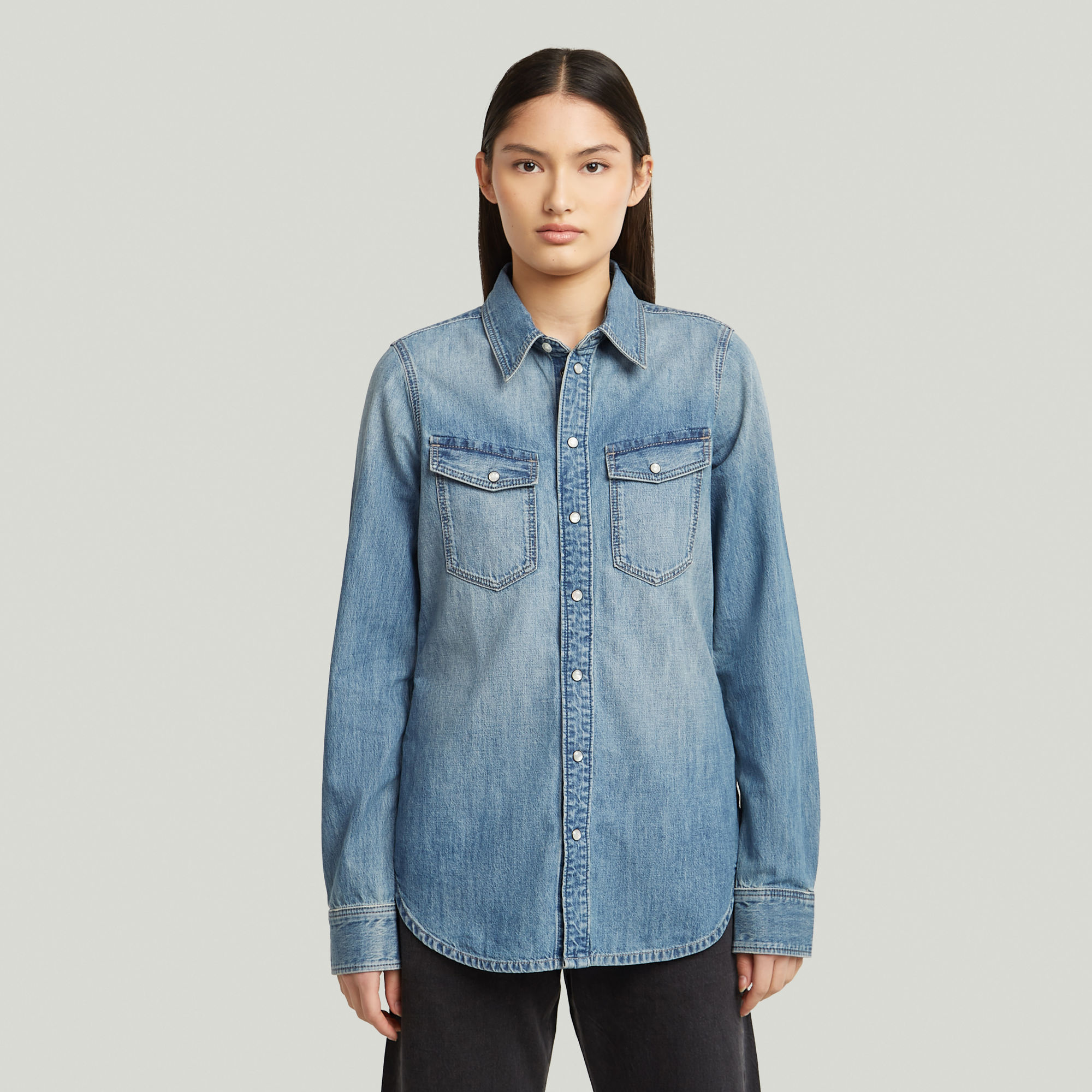 G-Star RAW Slim Western Overhemd - Midden blauw - Dames