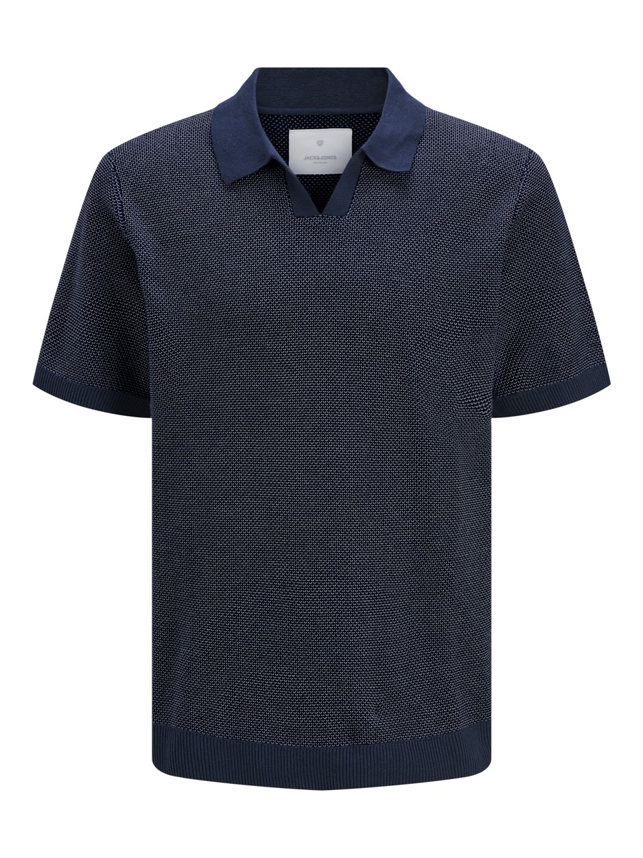 Jack & Jones Jprcceaston knit split neck ss sn navy