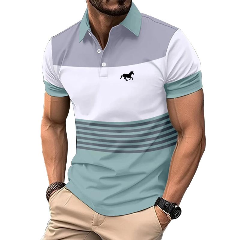 Haodingfushi Heren Casual Mode Korte Mouw Slim Fit Revers Polo Shirt. XL zwart