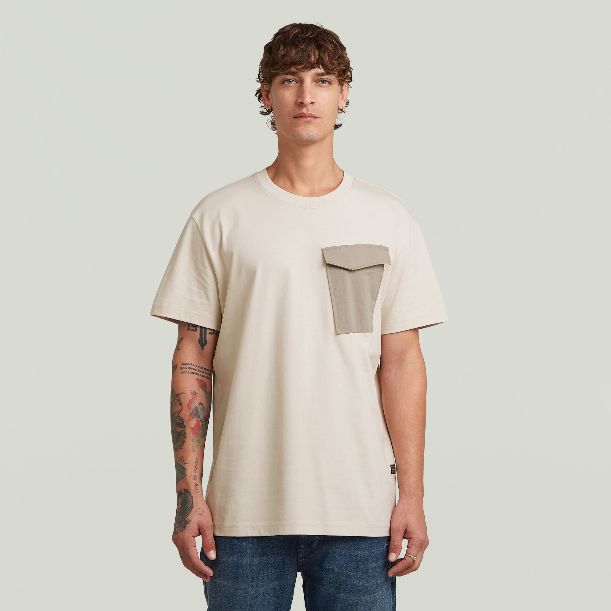 G-Star RAW Fabric Mix Pocket T-shirt - Wit - Heren
