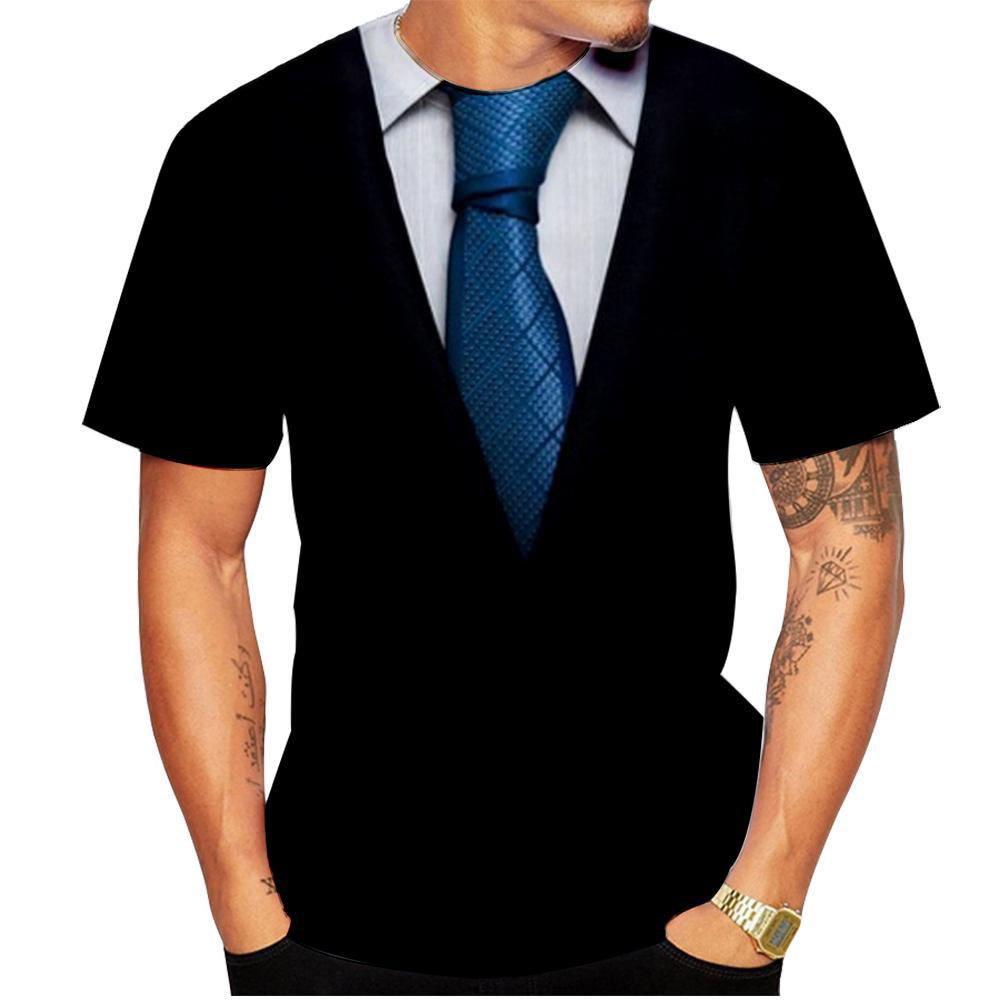 ETST 012 Zomermode Grappig Nep Pak 3D T-shirt Smoking Vlinderdas 3D Print T-shirt Mannen Coole Streetwear XL