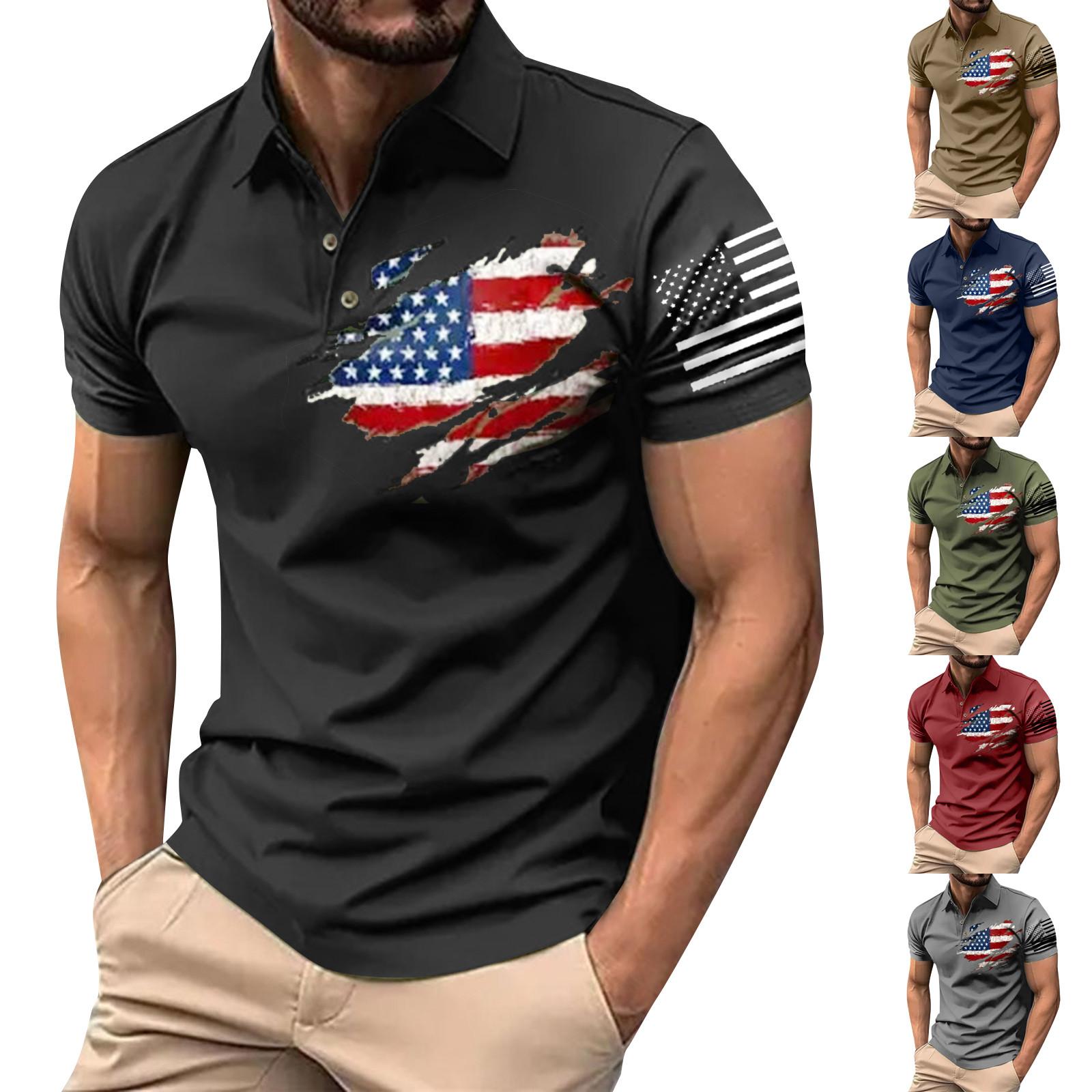 Wahaha123 Golfshirt voor heren Casual Sport V-hals Geribbelde kraag Korte mouw Mode Casual Effen Kleur Effen Lente en zomer Normale pasvorm XXL