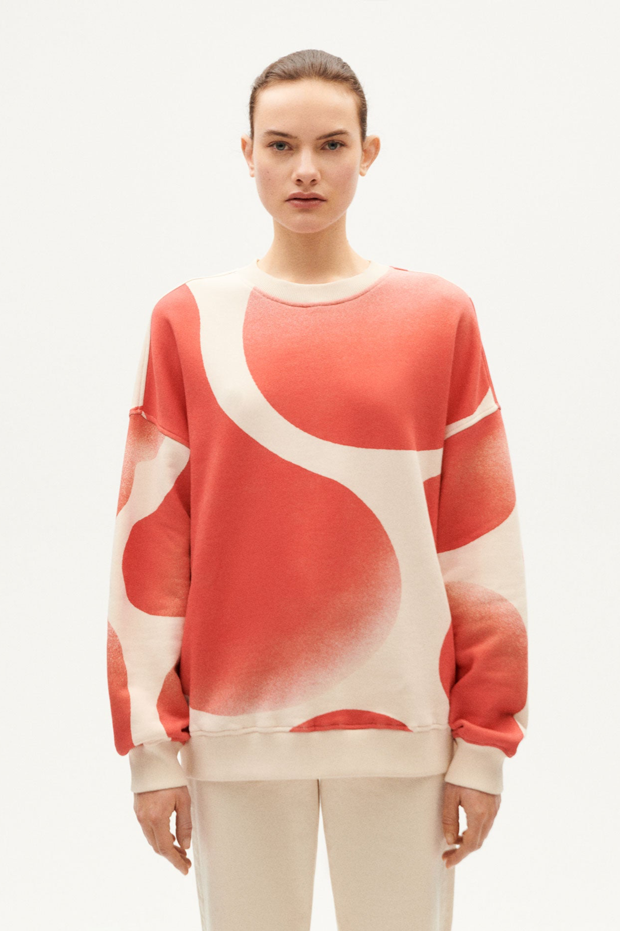 Thinking mu Damen vegan Sweatshirt Jimena Spray WeiÃŸ
