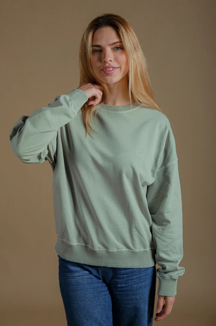 Trendsplant Damen vegan Pullover Oversized Essential Pigment Reseda GrÃ¼n