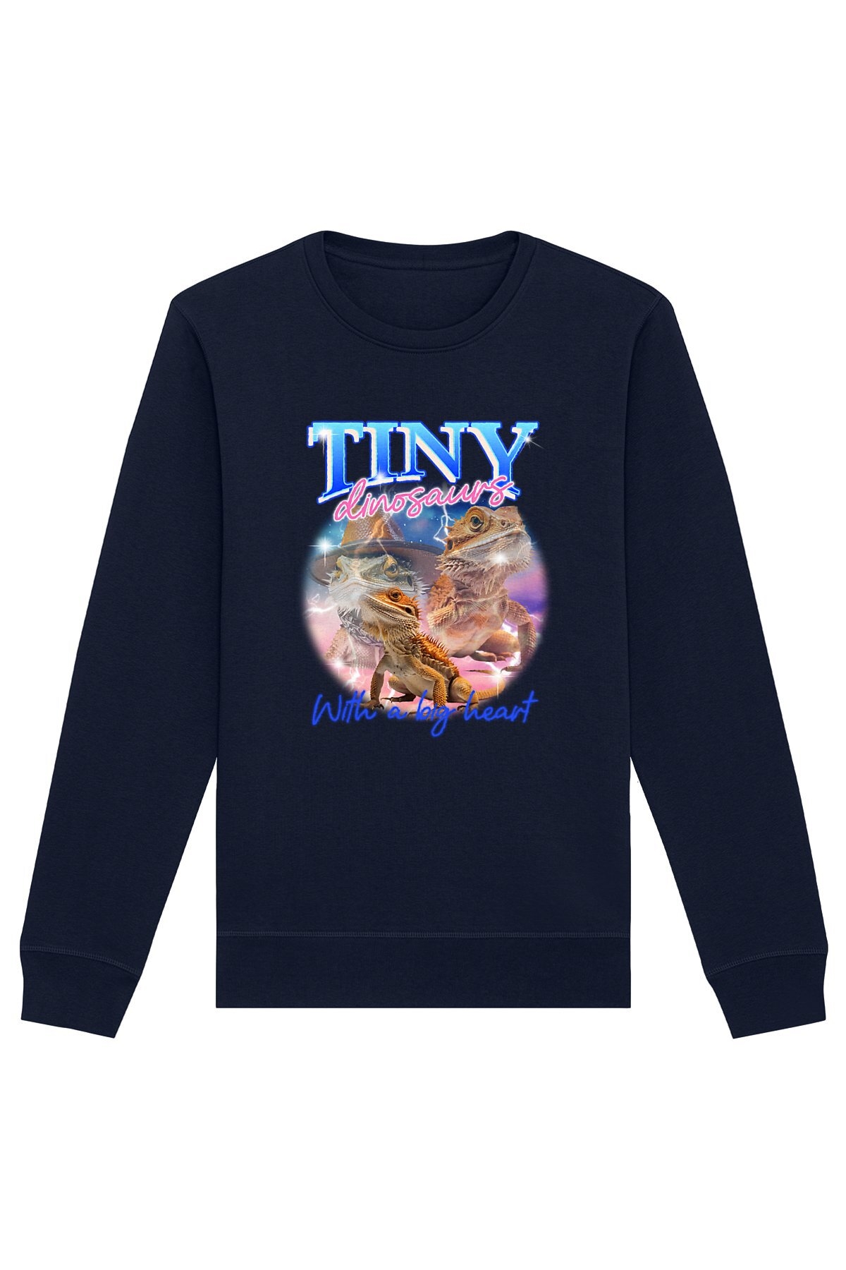 Oat Milk Club Damen vegan Sweatshirt Tiny Dinosaurs Marineblau