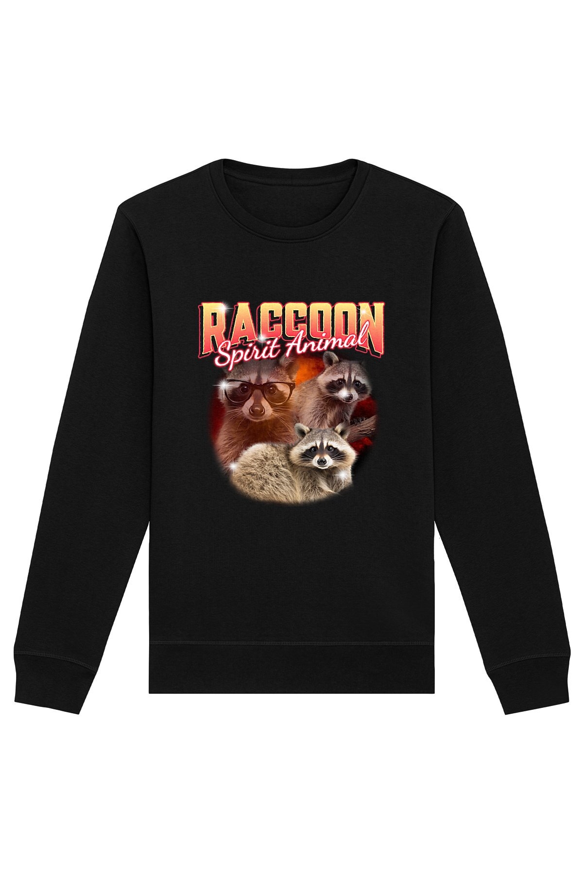Oat Milk Club Damen vegan Sweatshirt Raccoon Spirit Animal Schwarz