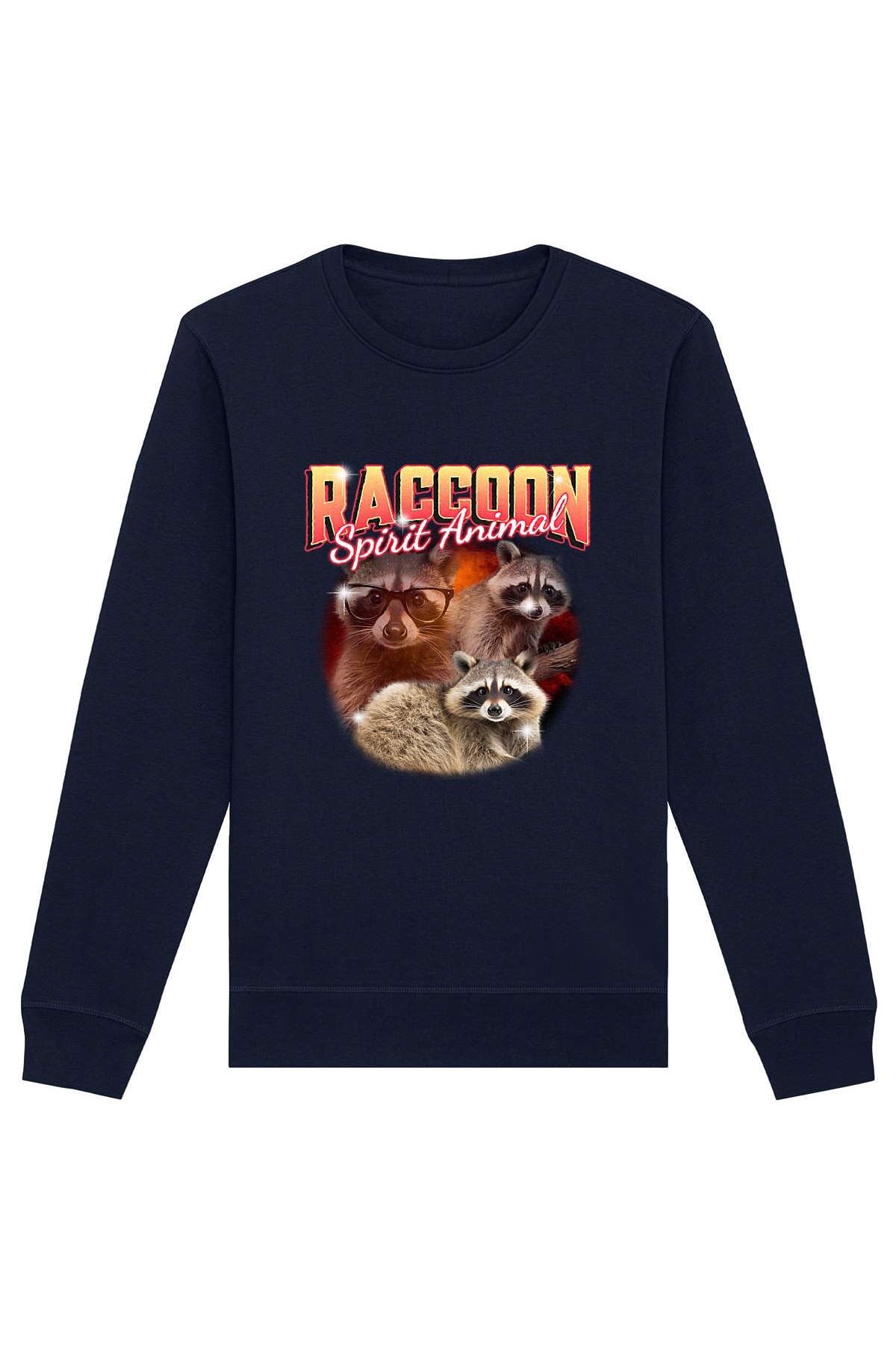 Oat Milk Club Damen vegan Sweatshirt Raccoon Spirit Animal Marineblau