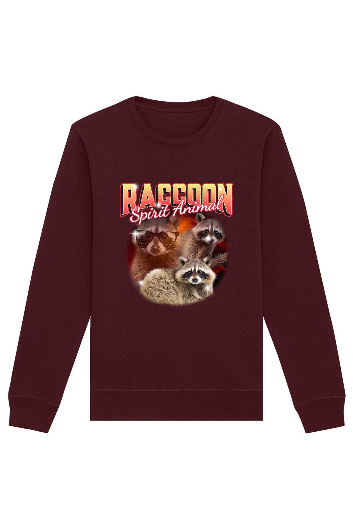 Oat Milk Club Damen vegan Sweatshirt Raccoon Spirit Animal Burgundy