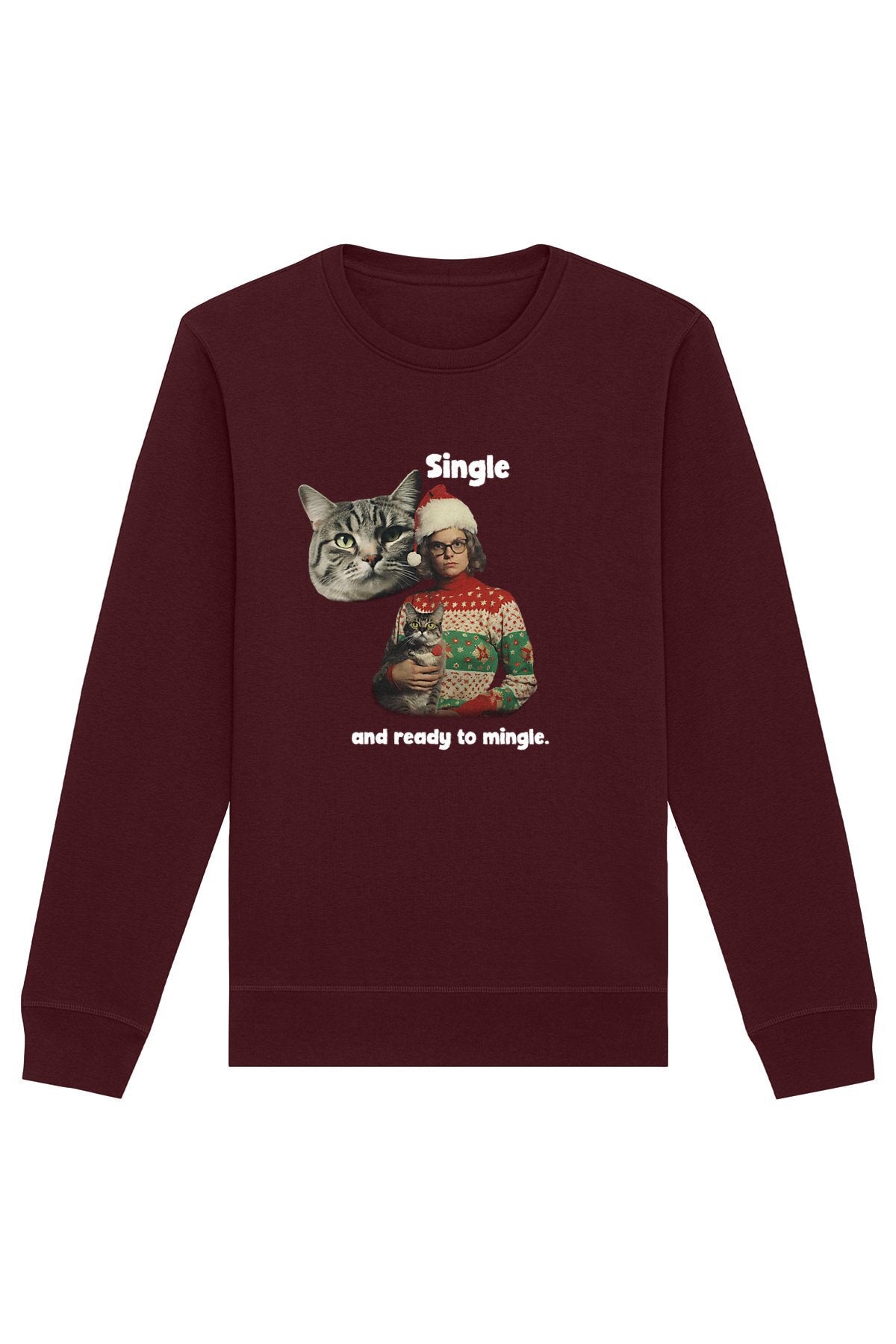 Oat Milk Club Damen vegan Sweatshirt Single And Ready To Mingle Burgundy