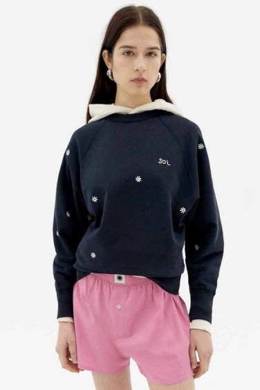 Thinking mu Damen vegan Sweatshirt Bonnie Sol Marineblau