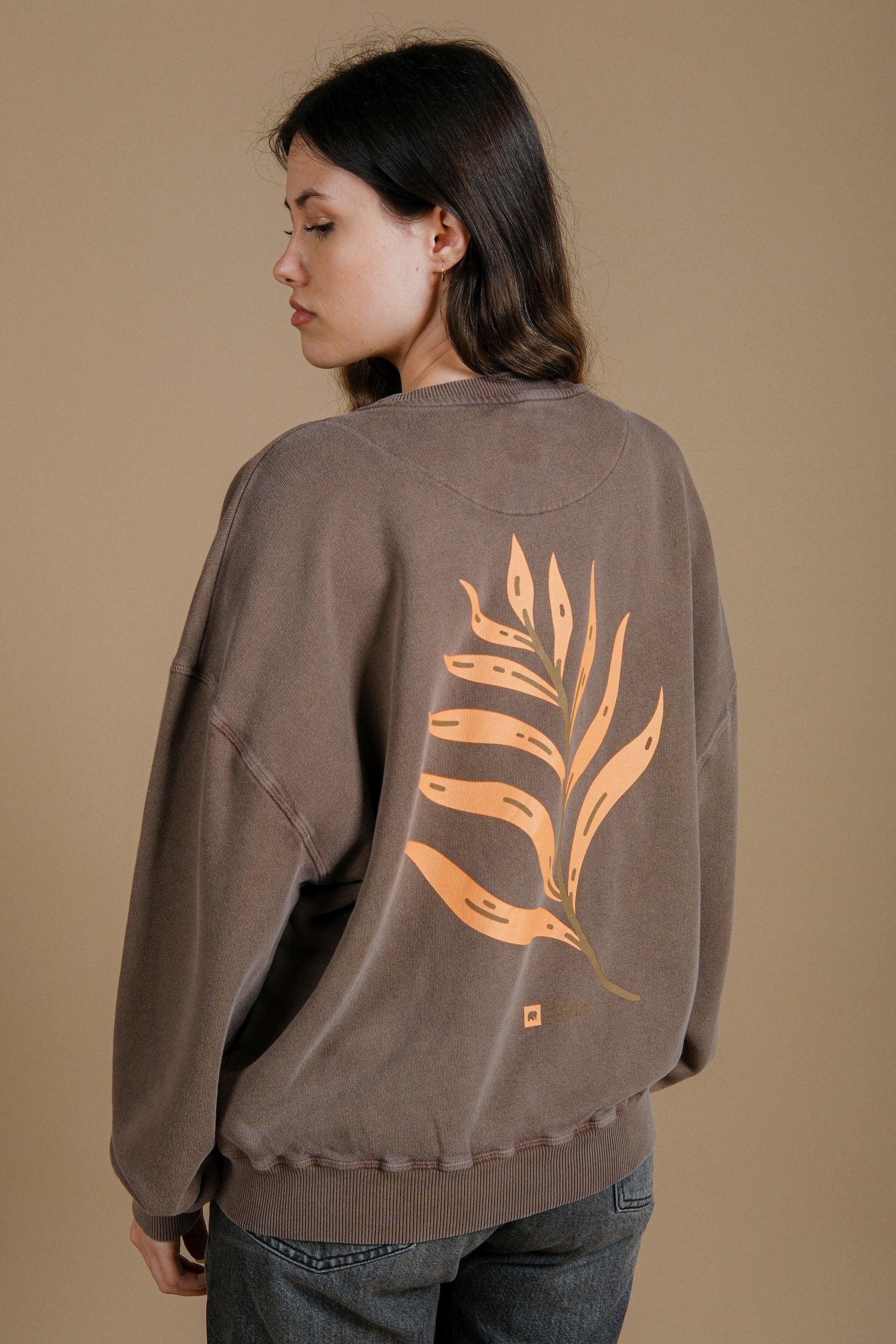 Trendsplant Damen vegan Pullover Oversized Pigment Palmeral Desert Palm