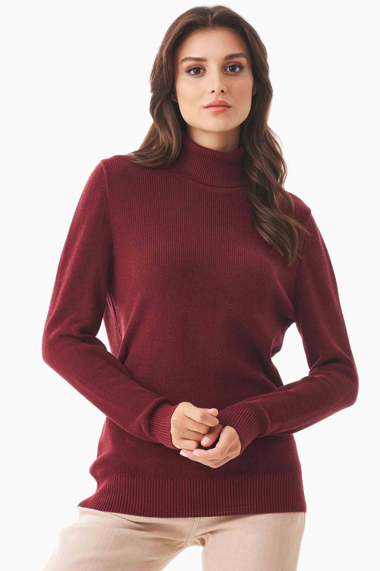 ORGANICATION Damen vegan Rollkragenpullover Biologisch Baumwolle Rot