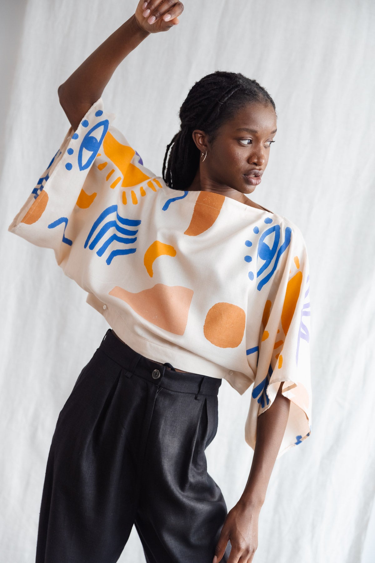 Jyoti Fair Works Damen vegan Bluse Risay Blockprint Bunt