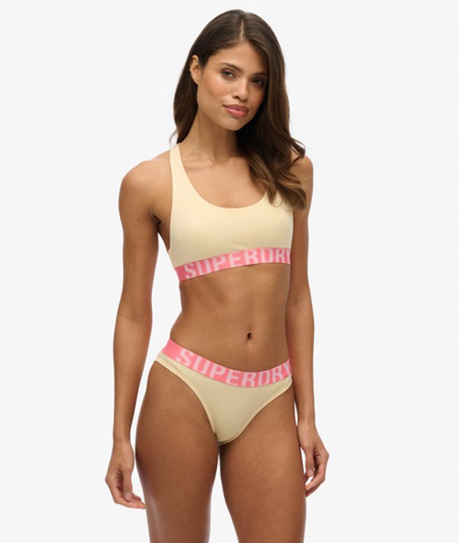 Superdry Bikinibroekje van Biologisch Katoen met Groot Logo Yellow