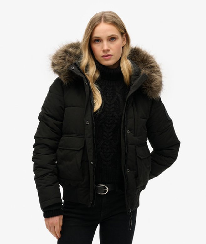 Superdry Everest-bomberjack met Capuchon Zwart