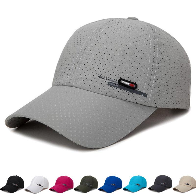 Aloisia 1Pc Zomer Luxe Merk Voor Mannen Sport Running Zweet Baseball Cap Mannelijke Canada Golf Caps Sneldrogend Vrouwen effen Snapback Bone Hoed meer blauwe kleur