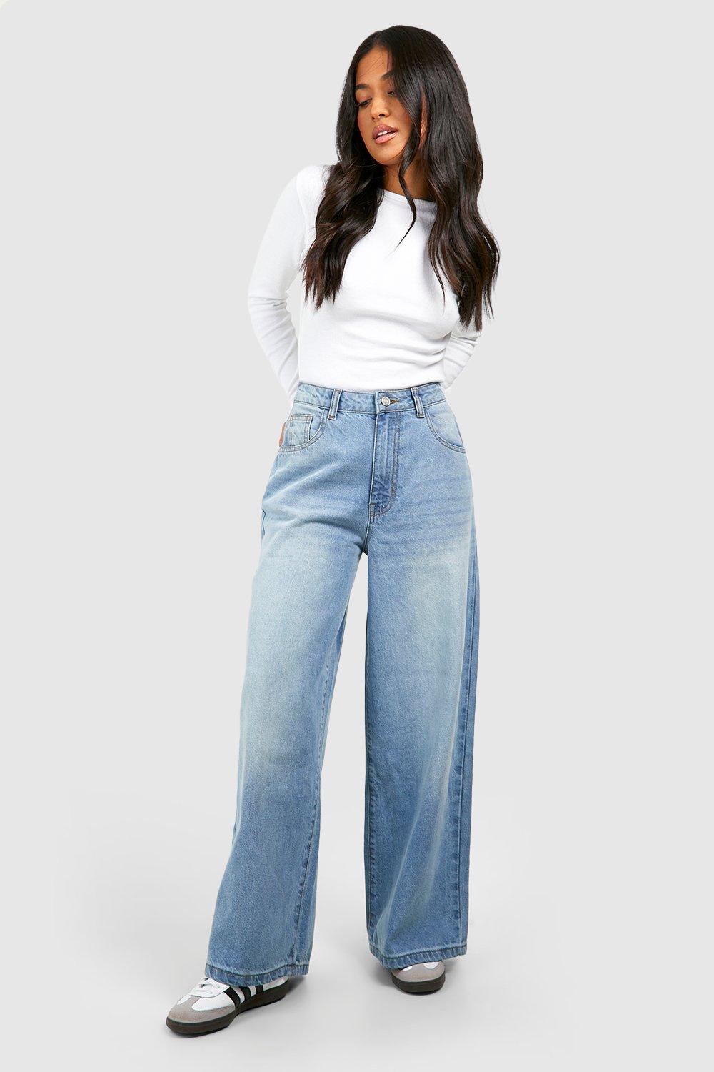 Boohoo The Petite Jeans Met Rechte Pijpen, Washed Blue
