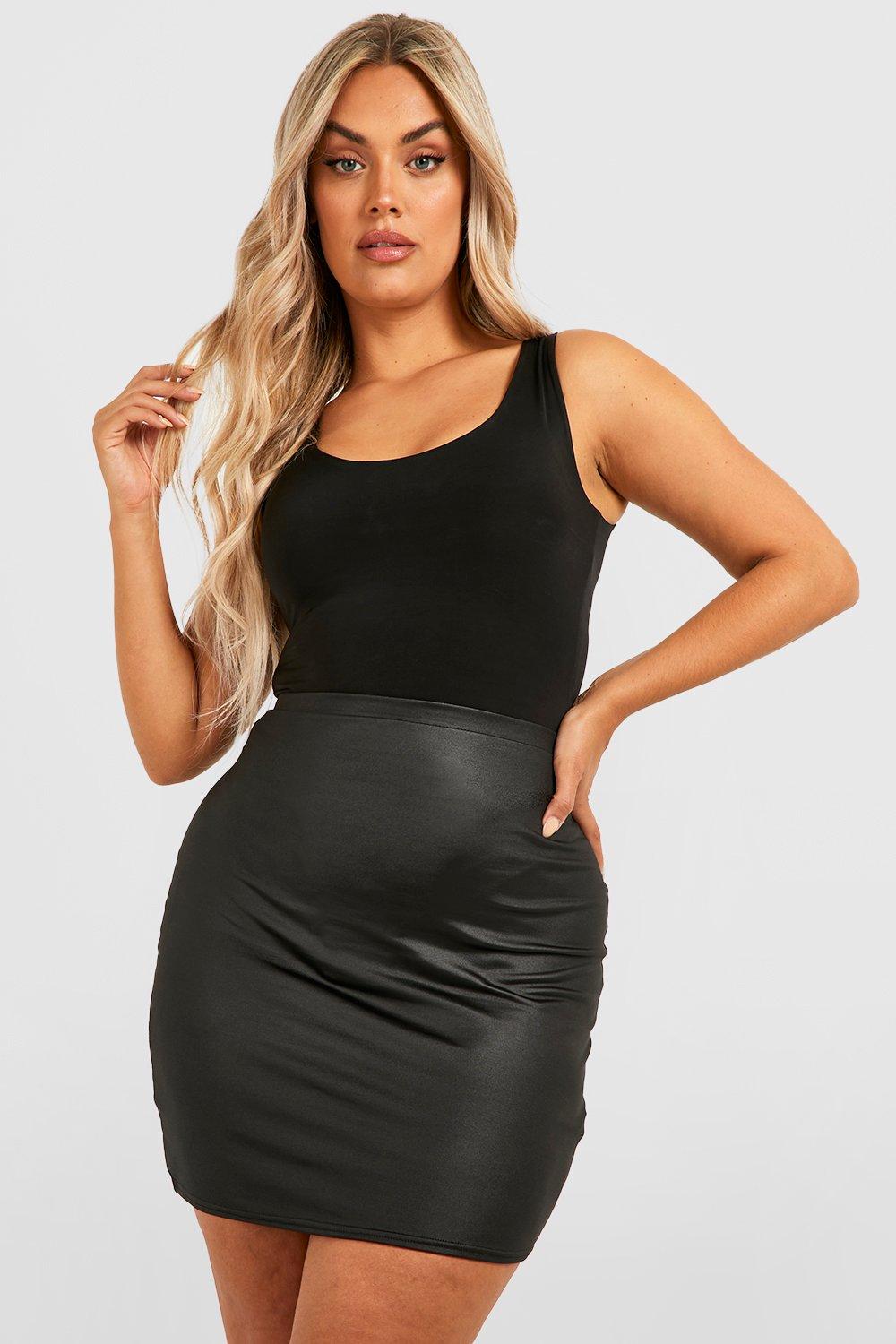 Boohoo Plus Pu Mini Rokje, Black