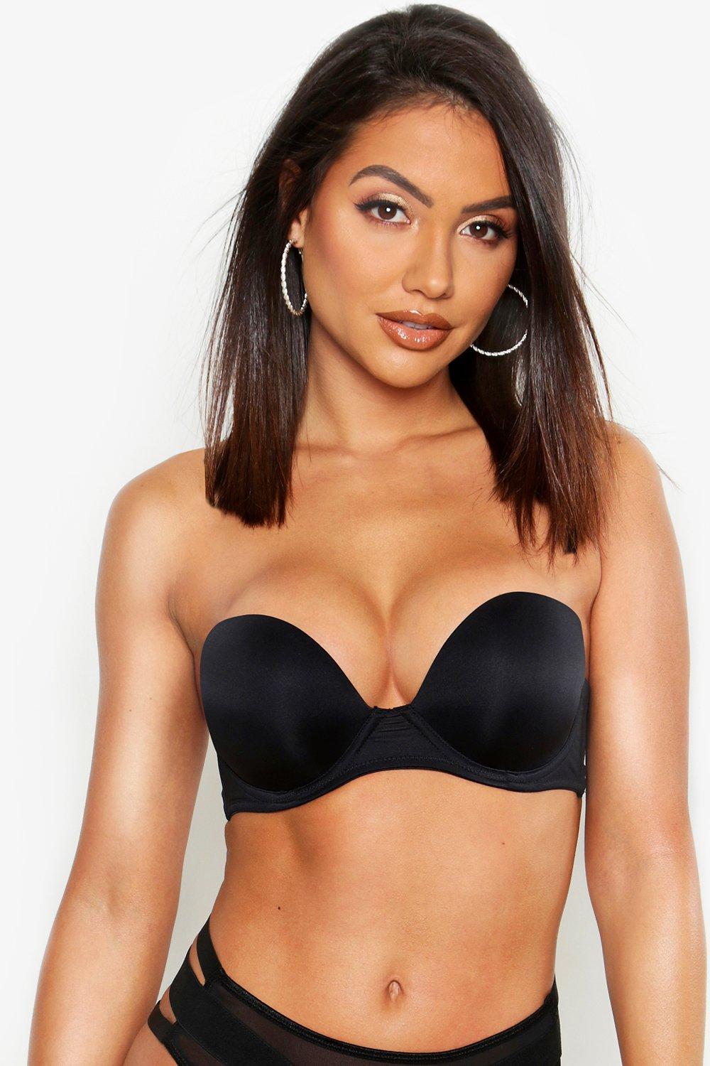 Boohoo Strapless Super Push Up Beha, Black