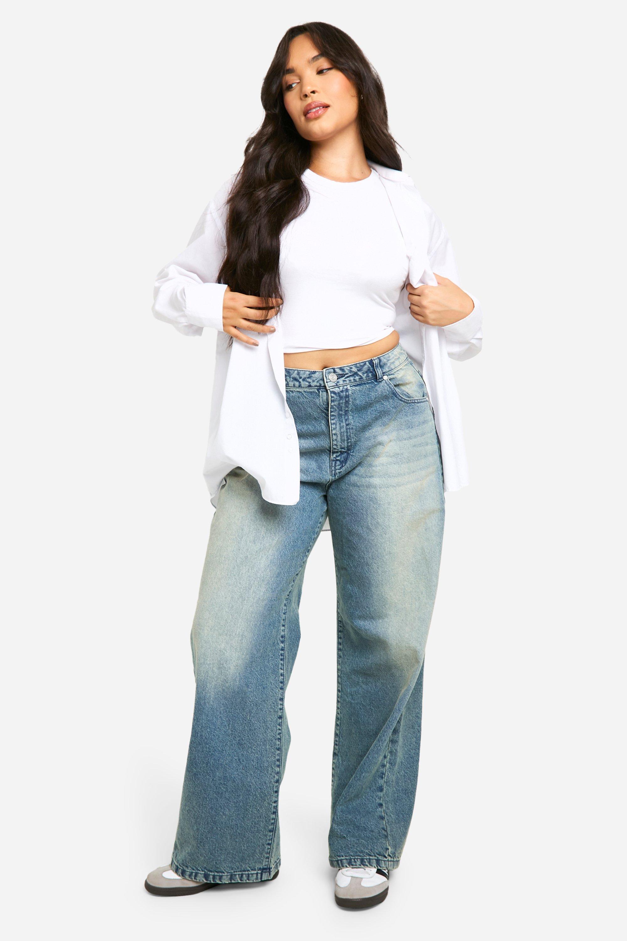 Boohoo Basic High Waist Boyfriend Jeans, Ice Blue