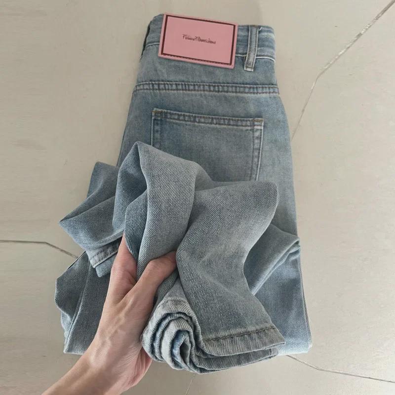 VantaGoods High Street Celebrity Pink Label wijde, hoge taille jeans voor kleine, peervormige vrouwen 2XL lichtblauwe kleur