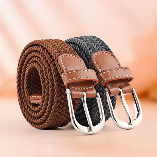 Fankeao Dames Heren Decoratieve riem Verstelbare elastische tailleband Kunstleer Canvas Tailleband Jeans Pak Broekriem marineblauwe kleur