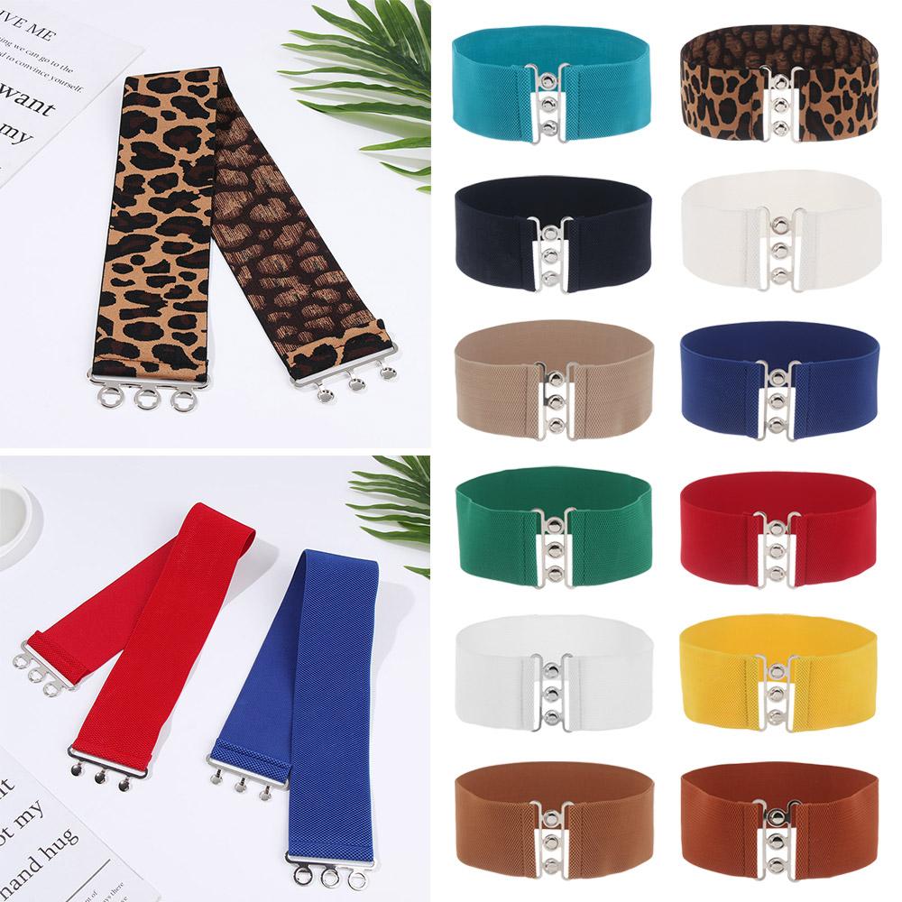 Erying Vrouwen Cinch Casual Tailleband Brede Elastische Riem Jurk Cummerbands Metalen Gesp Tailleband lichtblauwe kleur
