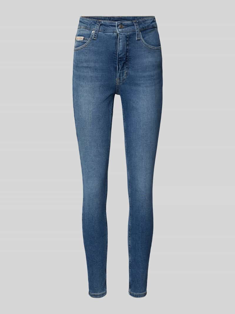 Calvin Klein Skinny fit jeans HIGH RISE SUPER SKINNY ANKLE met stone-wash look, met muntzakje