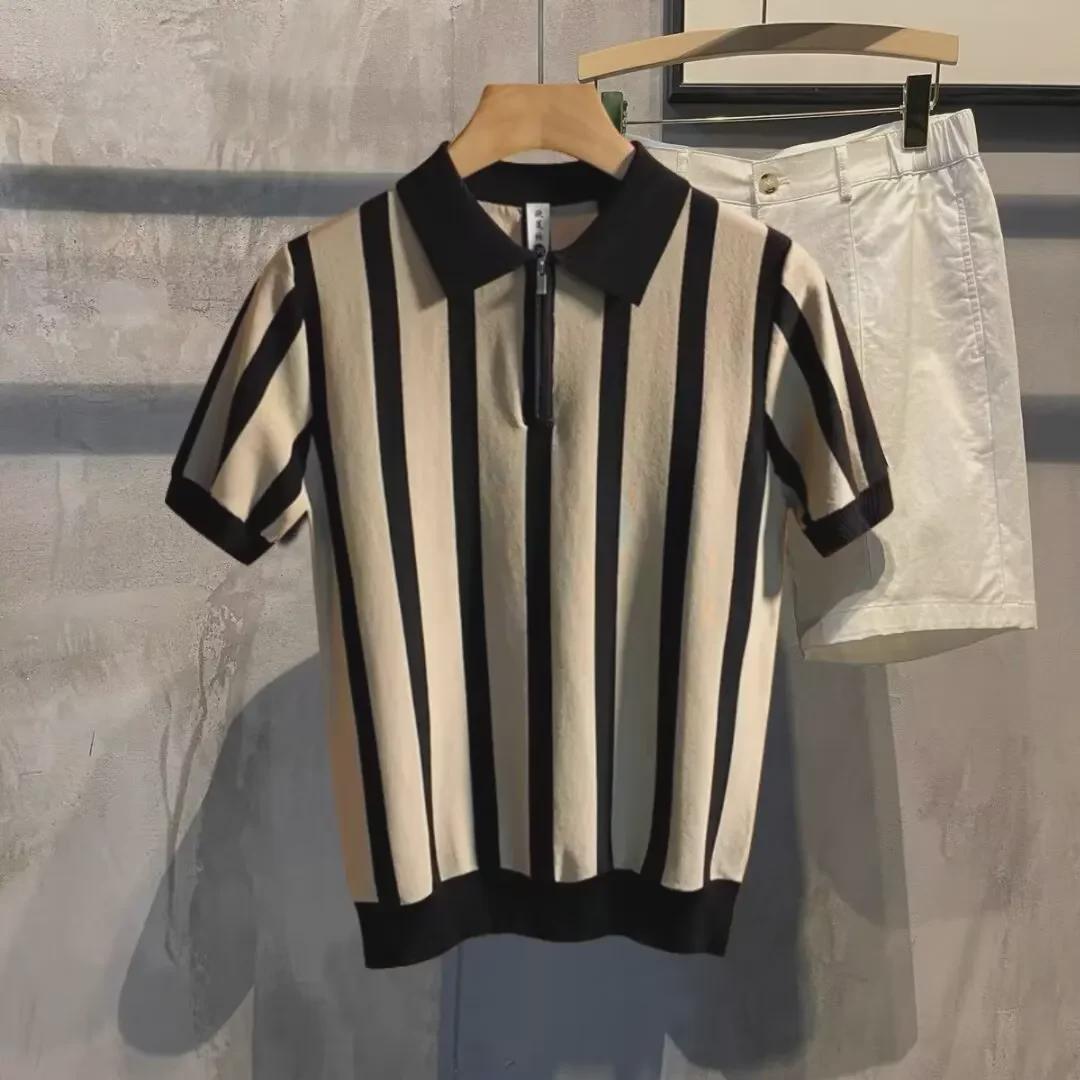 VantaGoods Heren Slim Fit Zomer Poloshirt - Korte Mouw, Casual Breiwerk Mode 2XL zwart