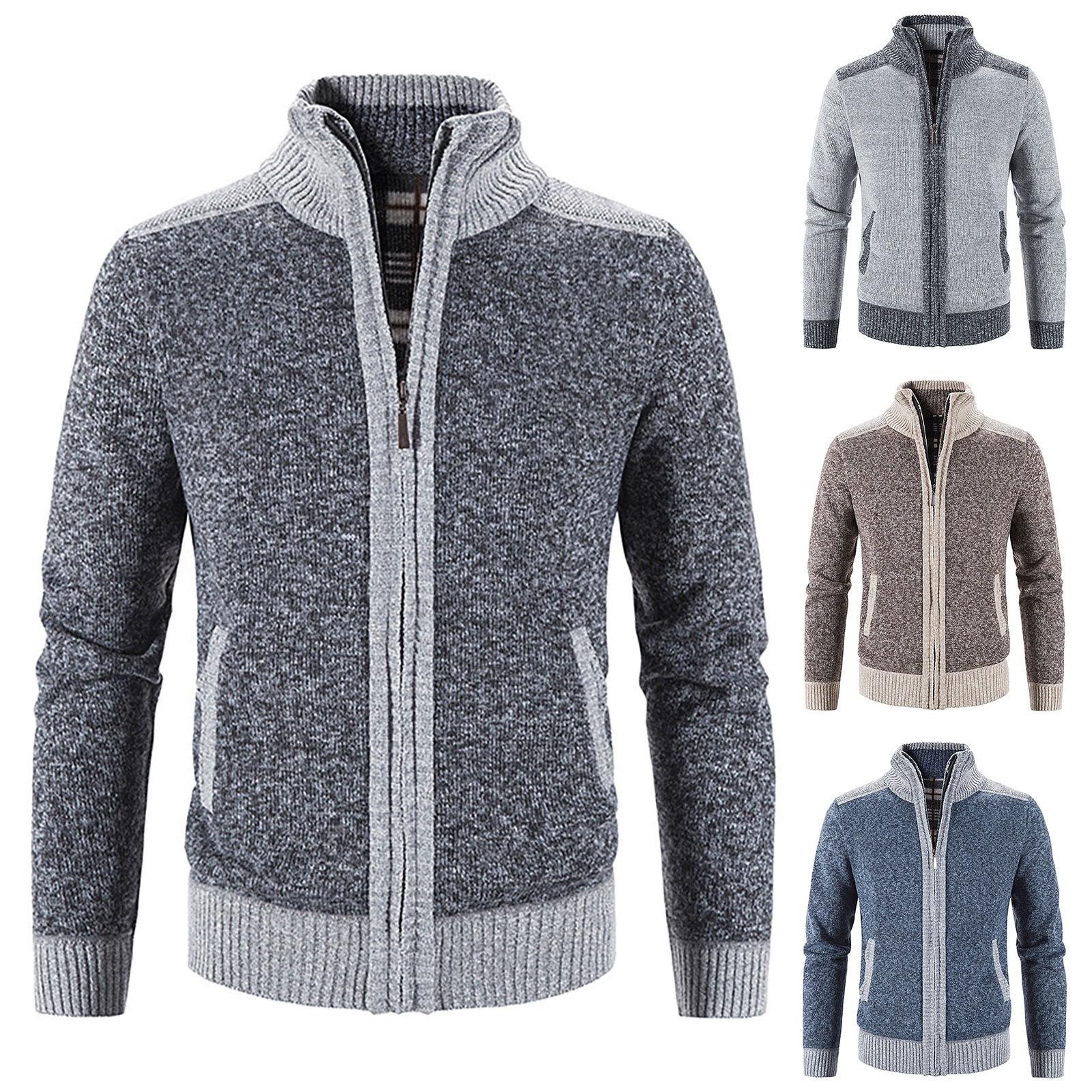 ZuiBaDuDu Heren casual herfst winter rits trui opstaande kraag vest tops trui blouse jas XL grijze kleur