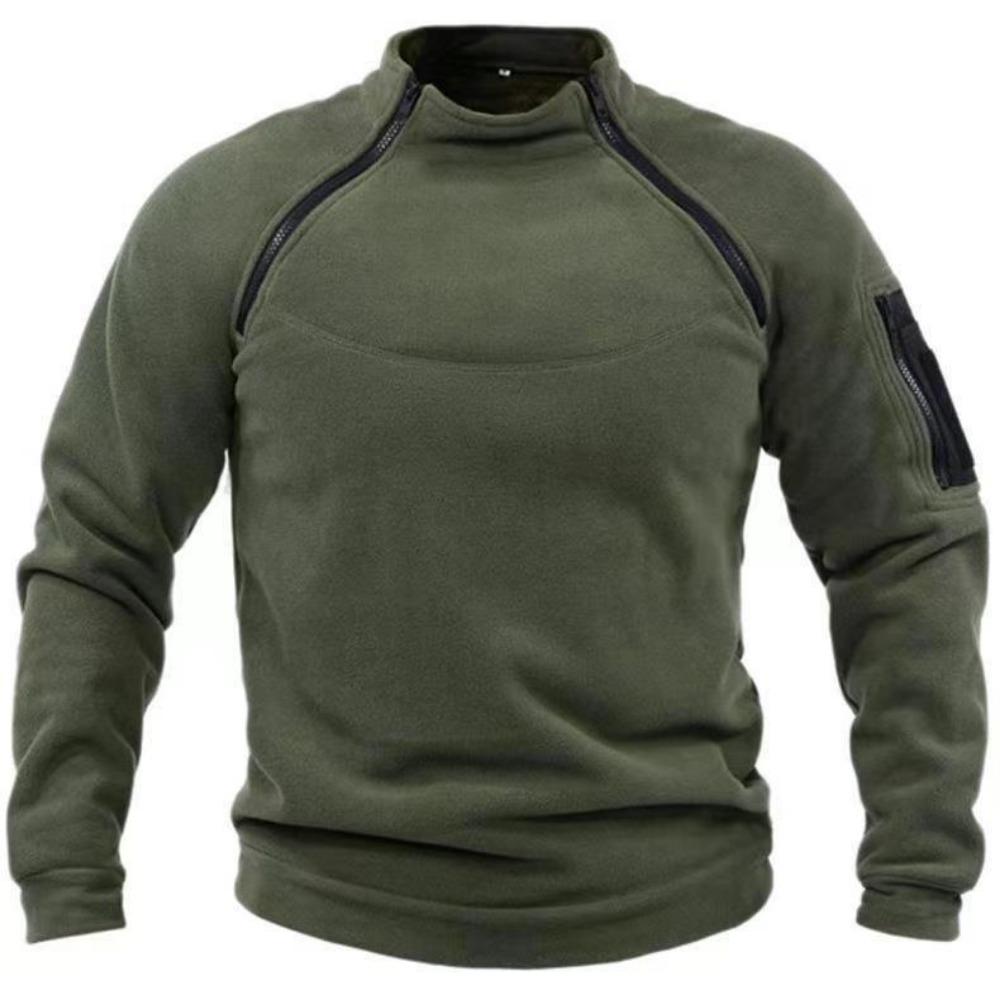 King Billion Heren Polar Fleece Outdoor Warm Ademend Tactisch Rits Staande Hals Lange Mouwen Casual Effen Kleur Sweatshirt XXXL legergroene kleur