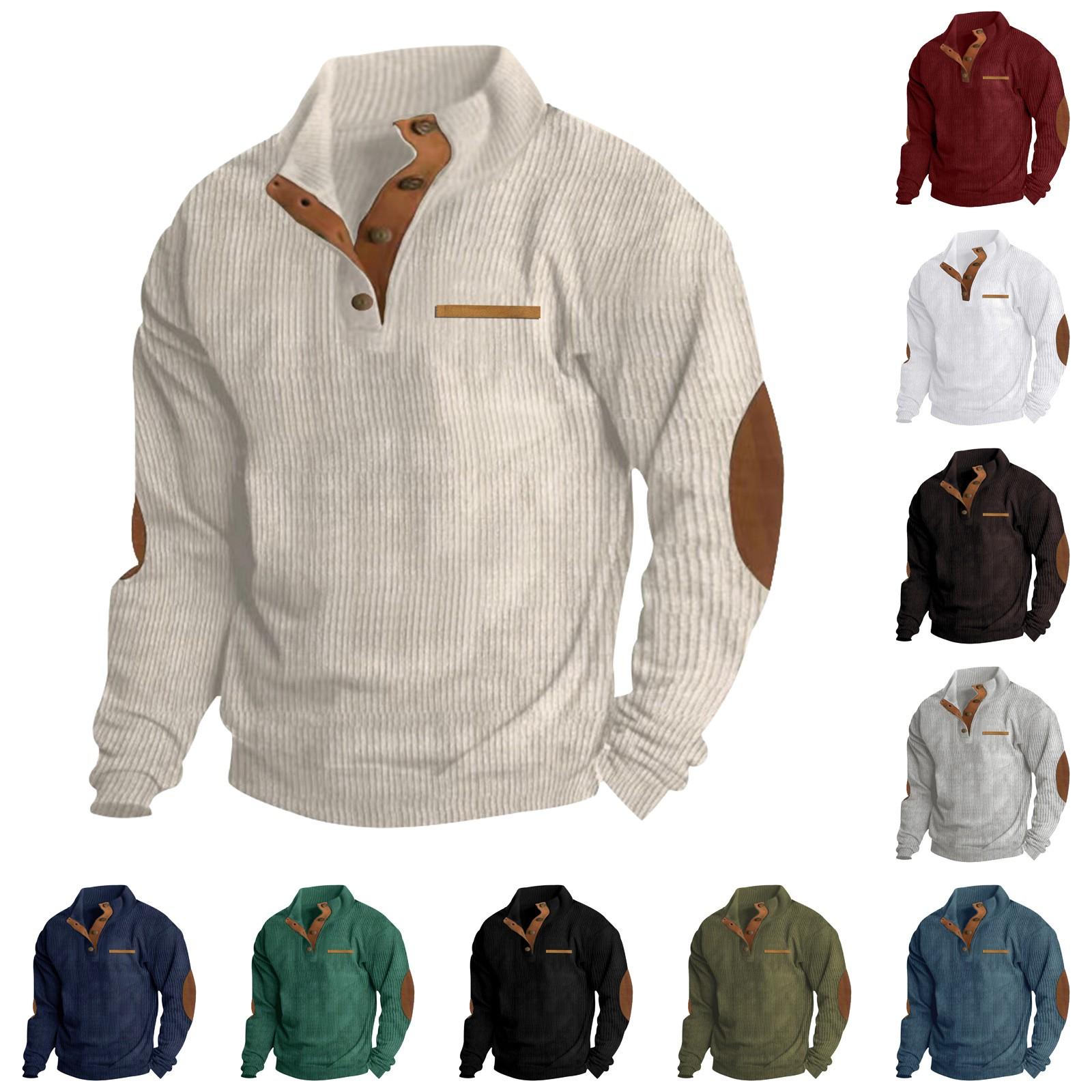 Niubiplus Lente en herfst herensweatshirt met staande kraag is outdoor casual truien tops XL wit
