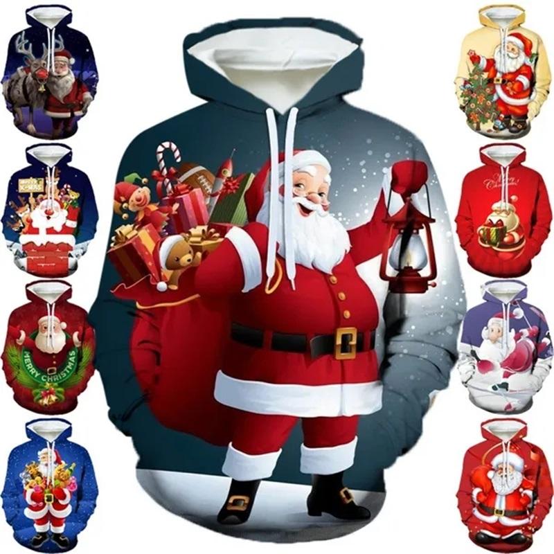 ETST 013 Heren Kerst Hoodies 3D Geprinte Kerstman Pullover Grafische Sweatshirts Unisex Casual Grappige Hoodie Heren Streetwear Top 4XL