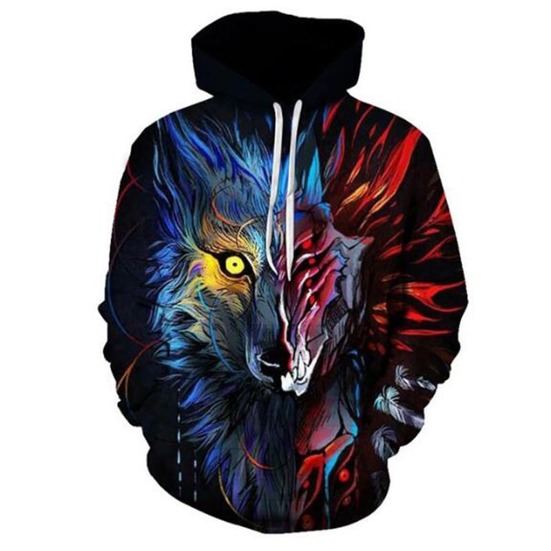 ETST 05 Oversized Ferocious Animal Wolf Heren Sweatshirts met capuchon 3D Printing Ice Series Pullover Hoodies met lange mouwen Streetwear Tops 6XL