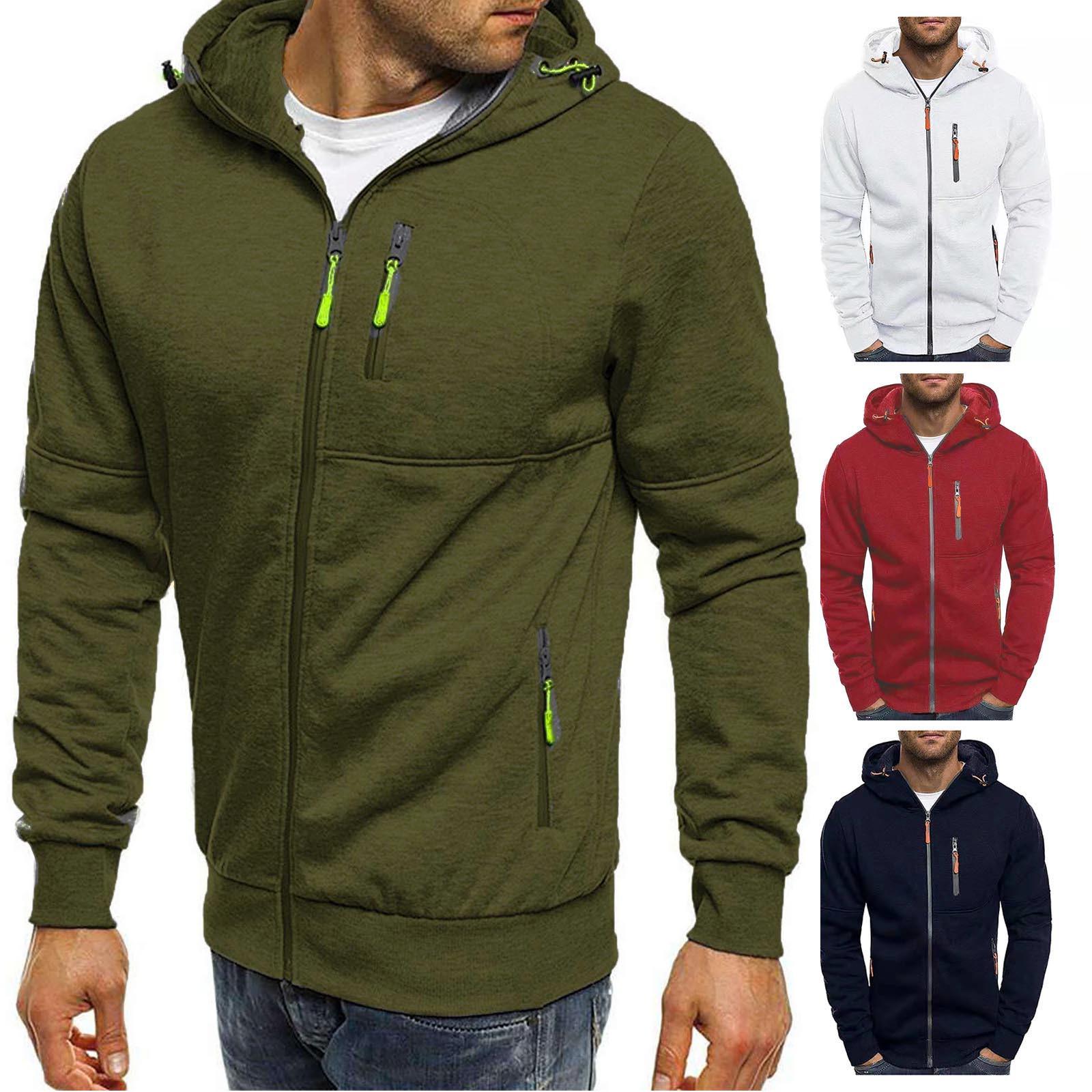 Xingben Two Casual camouflagesportsweatshirt voor heren, jas met lange mouwen en rits en capuchon XL wit