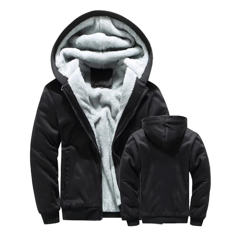 QGOOD Winterjas Heren Warme Jas Dikke Fleece Mannelijke Rits Capuchon Jassen Casual Capuchon Sportkleding Buitenkleding Lange Mouwen Sport Hoody S