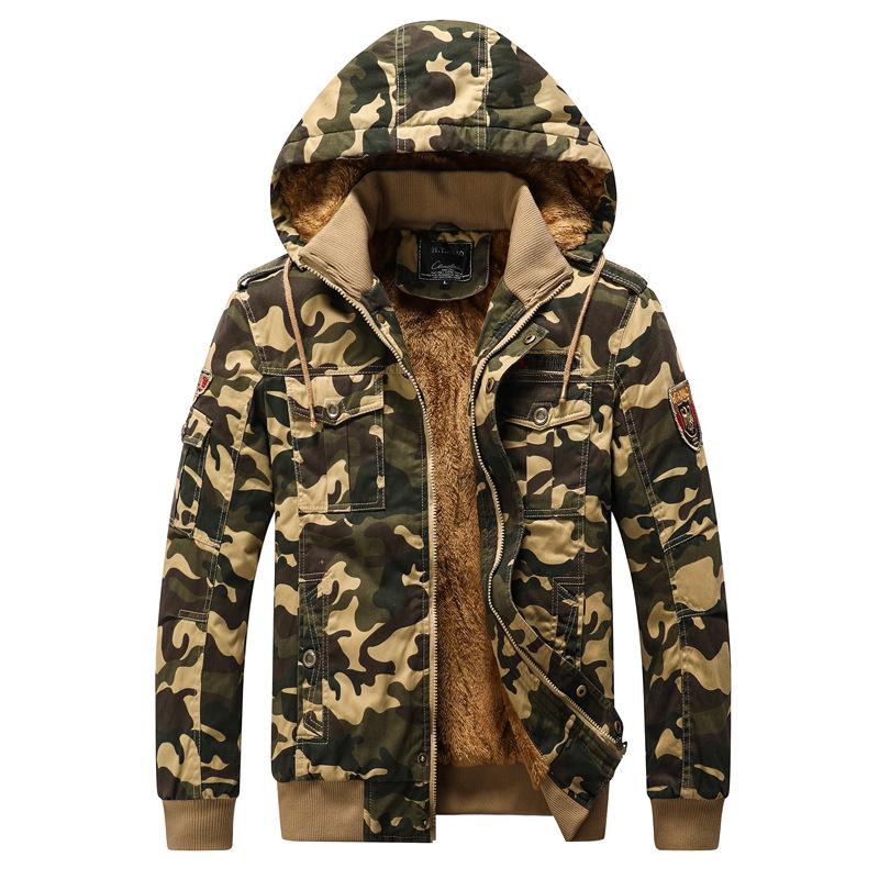 MIO-Fashion Casual herenjack Camo-print katoenen jack met lange mouwen en capuchon 6XL