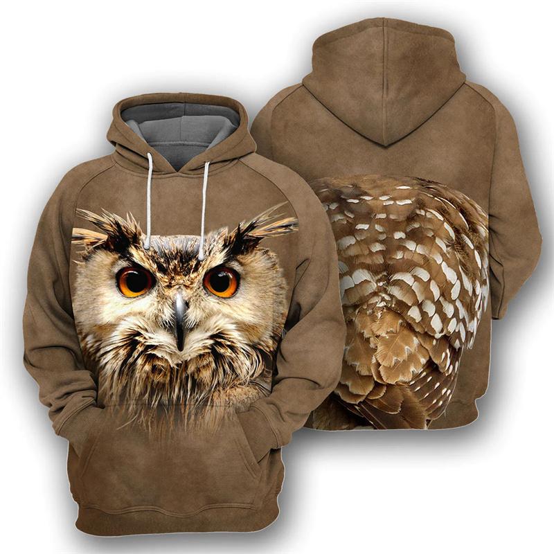 ETST 013 Flamingo Uil Pinguïn Grafische Hoodie Heren 3D Geprinte Dierlijke Vogels Pullover Lange Mouw Sweatshirts Straat Oversized Capuchon Jas 4XL
