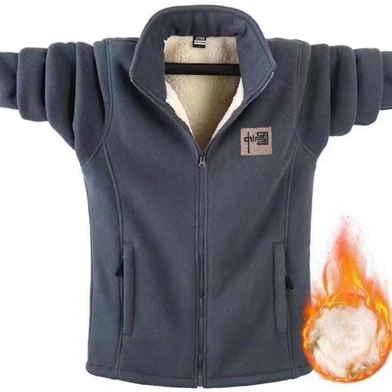 Hawayi Polar Fleece Jack Heren Dikke Trui Heren Comfortabel Katoen Fleece Losse Grote Maat Herfst en Winter Polar Fleece Jack XS zwart