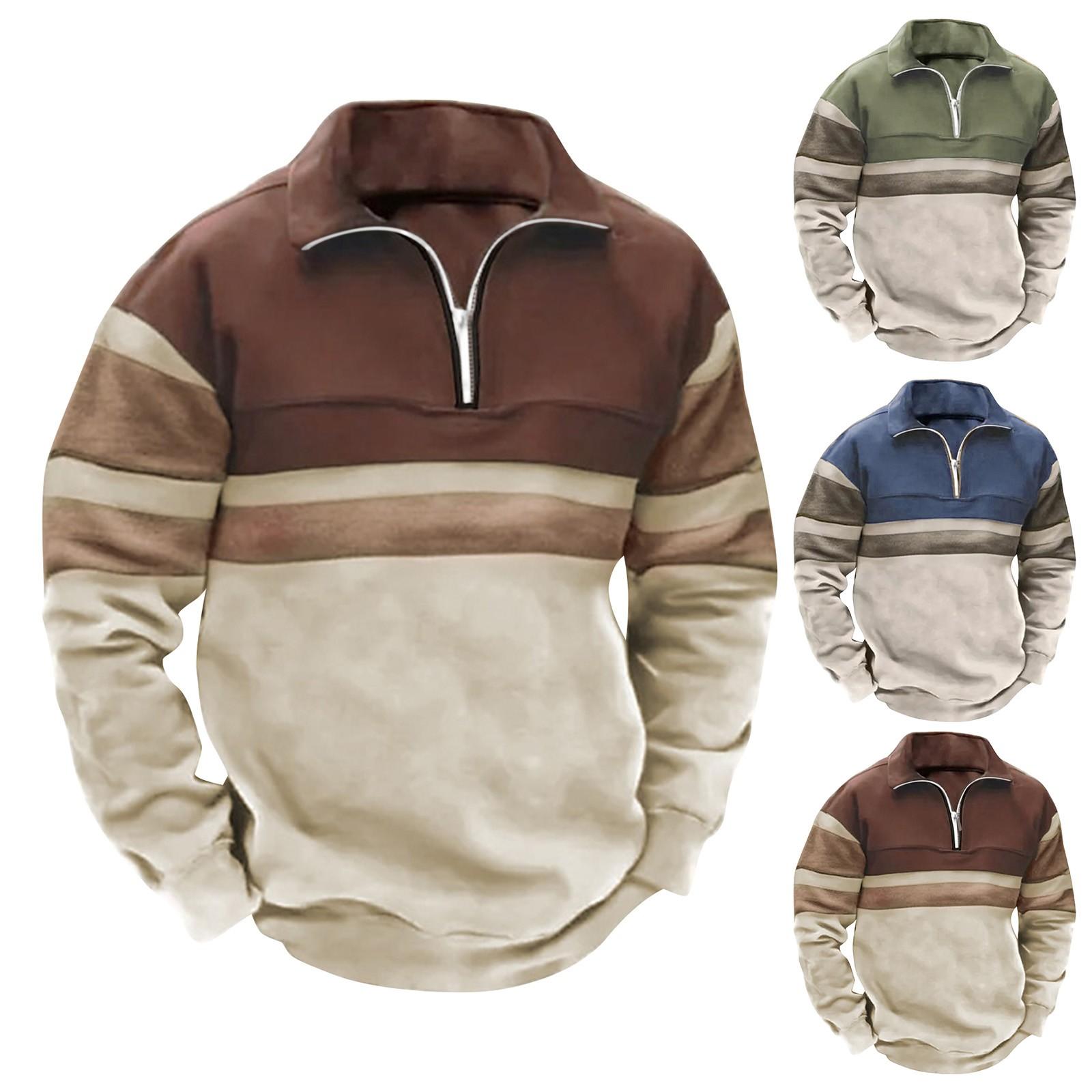 Ren Bag Heren Vintage High Neck Top Half Zip Sport Lange Mouw Trui S wijn