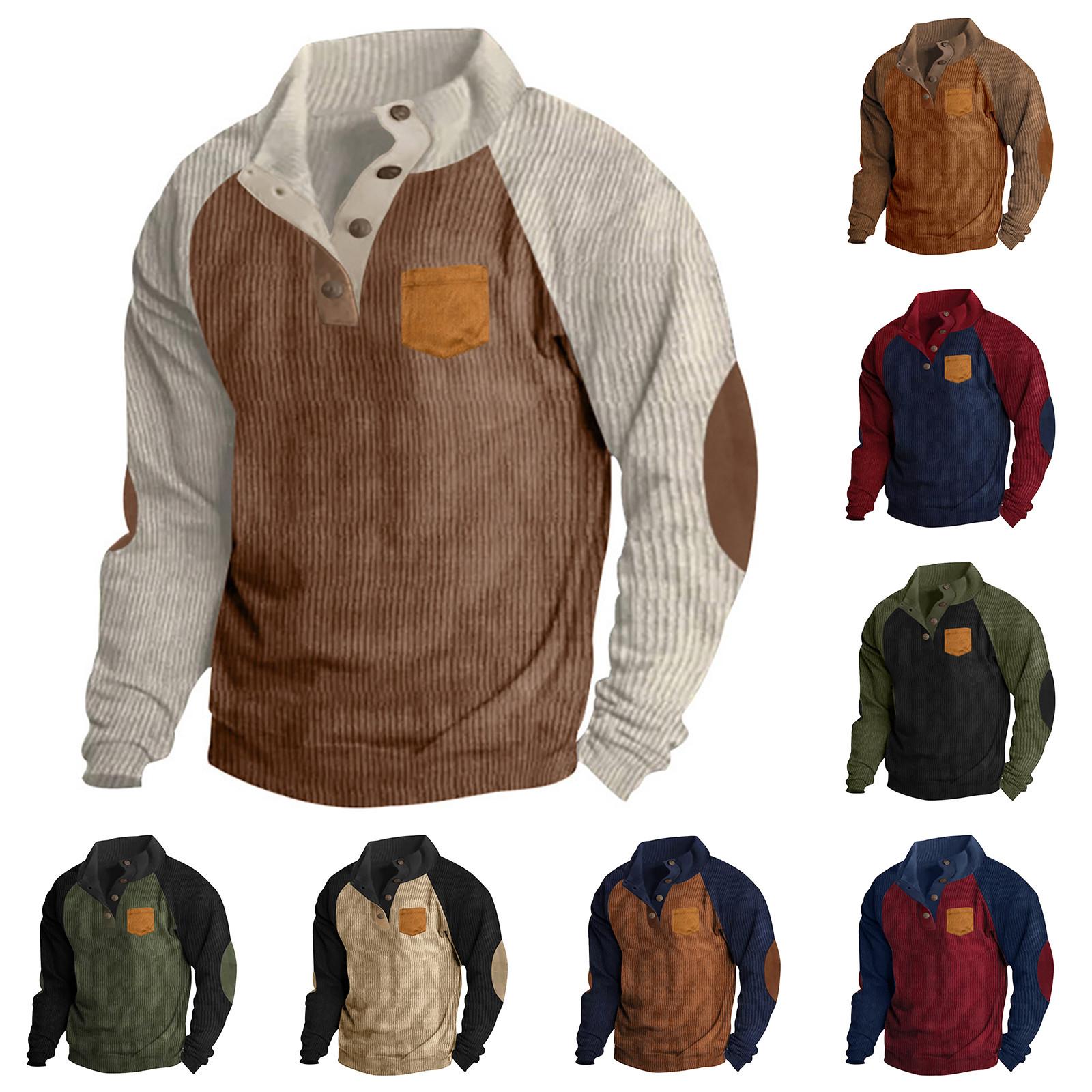 Zhengfuzhihai Heren Sweatshirt met Staande Kraag Is Buiten Casual Truien Tops XL wijn