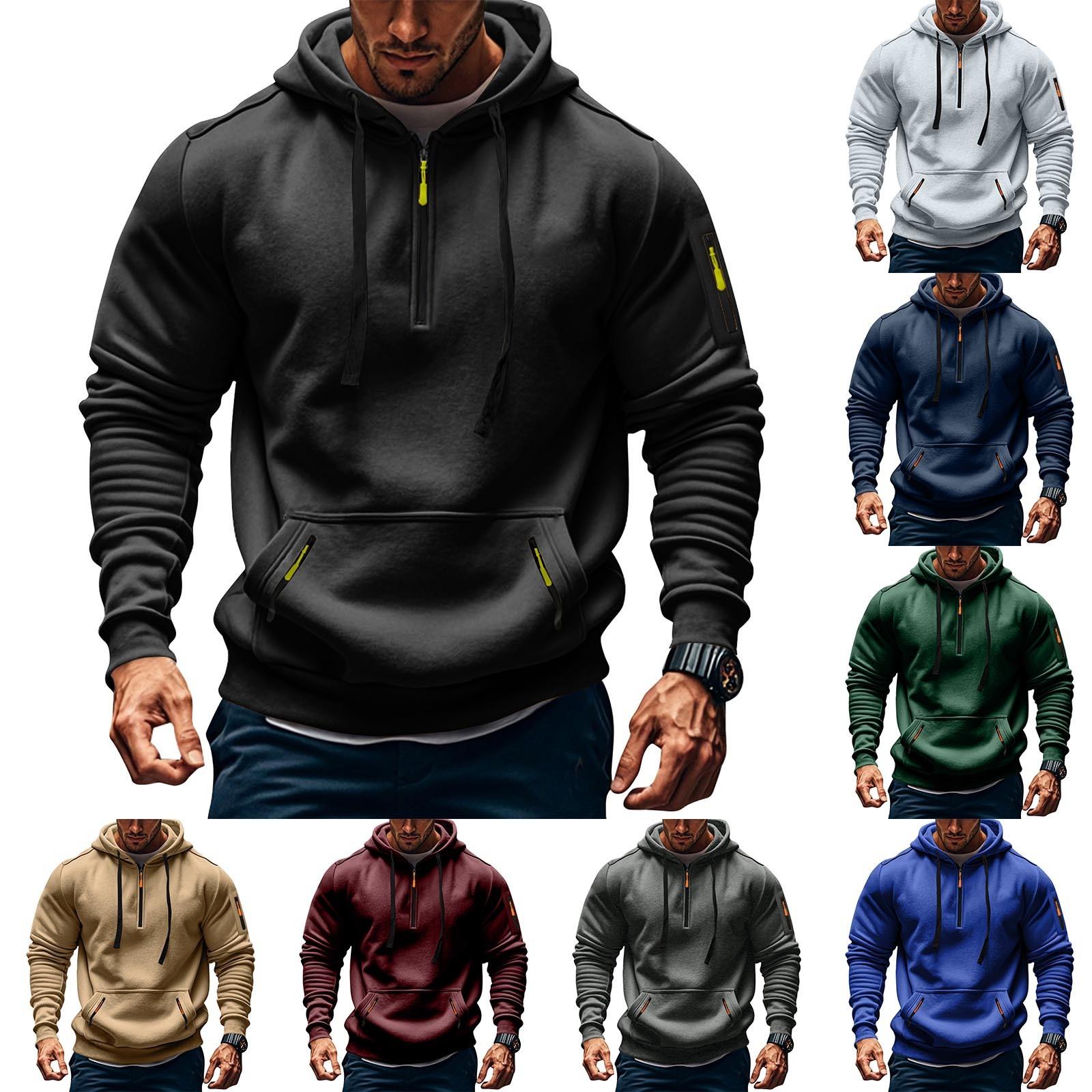 Timoduizhang Heren Sweatshirt Hoodie Rits Arm Zak Cardigan Heren Sport Grote Maat Casual Hoodie XL wijn