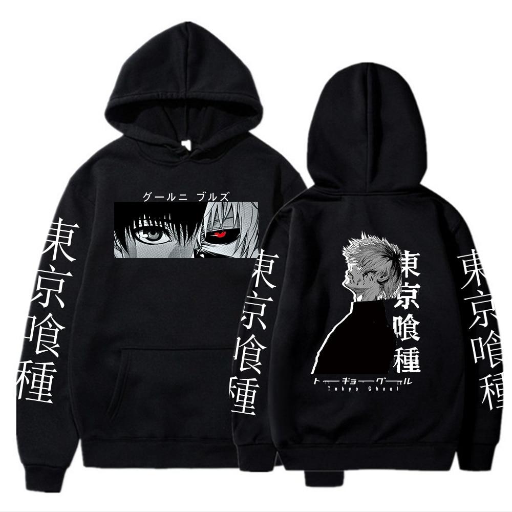 HerSight Anime Tokyo Ghoul Ken Kaneki Manga Hoodie Truien Tops Lange Mouw Ken Kaneki Cartoon Casual Mode Stoffen Trui Sweatshirt XXL zwart