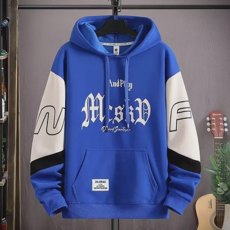 VantaGoods Pluchen sweatshirt met capuchon voor jongens: Dikke, warme trui voor de herfst/winter, perfect om te dragen als laagje. M blauw