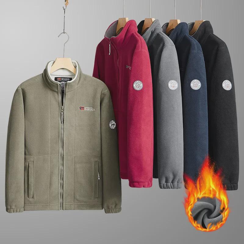 VantaGoods XL Polar Fleece Stand Collar Jacket voor heren - Warme sportkleding voor herfst/winter L zwart